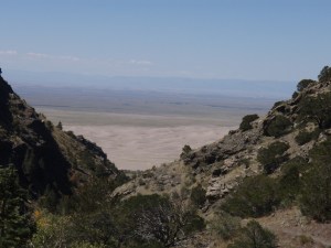 View of sand dunes from trail