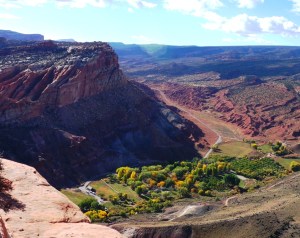 Campground from high atop red cliffs