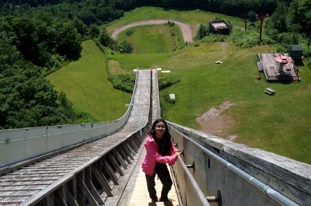 Chloe pausing for photo on way down